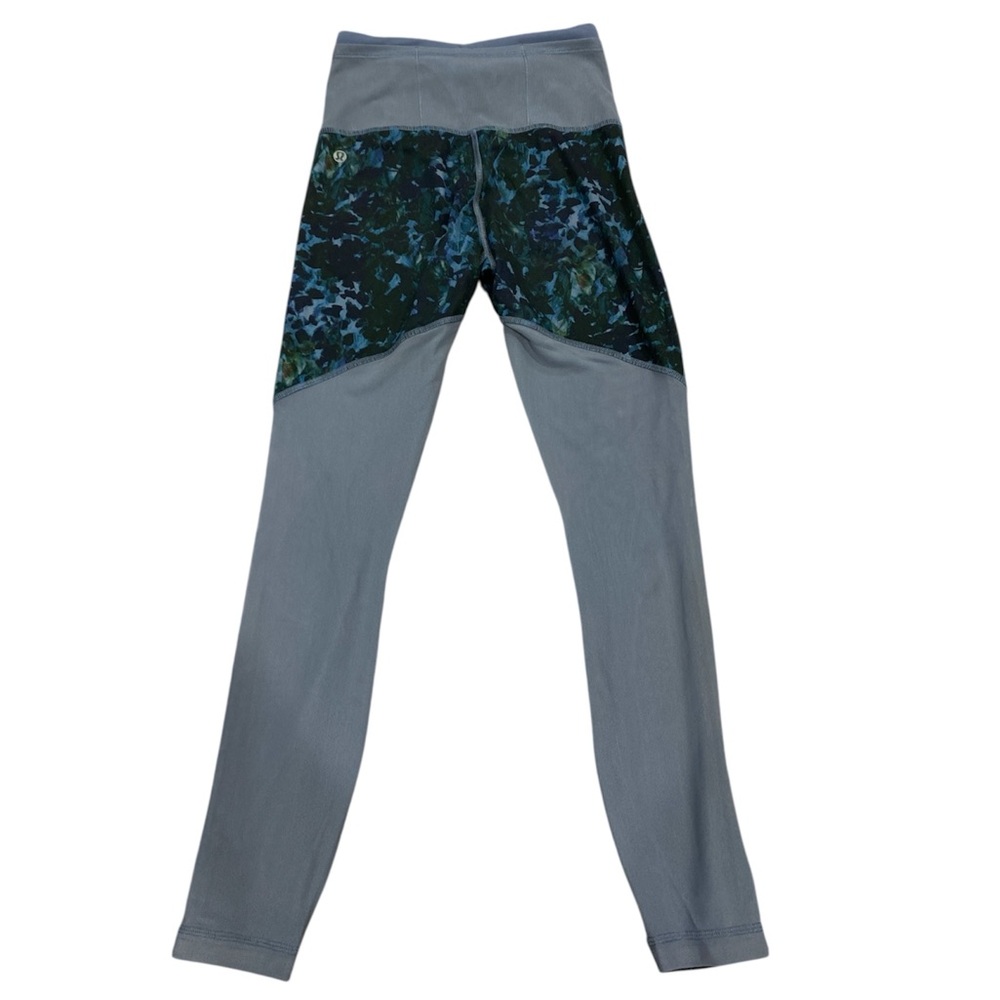 Lululemon gray base leggings with blue/green abstract design